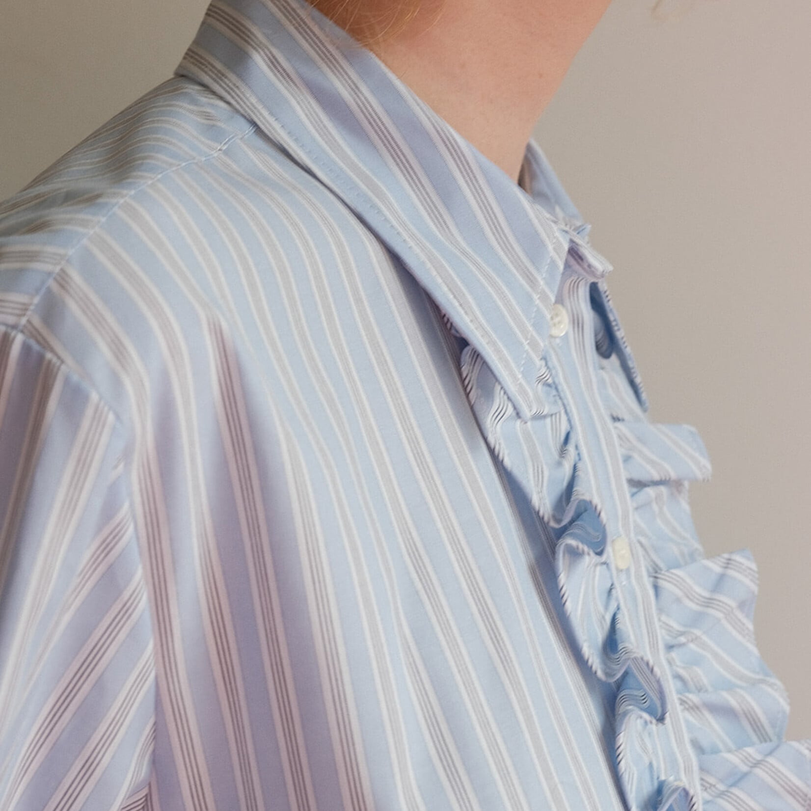 Ottod'Ame Ruffled striped shirt
