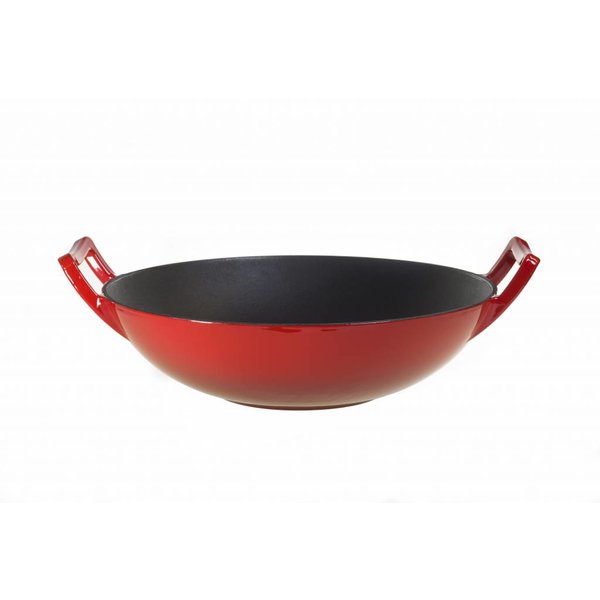 Relance wokpan inductie gietijzer rood 36 cm