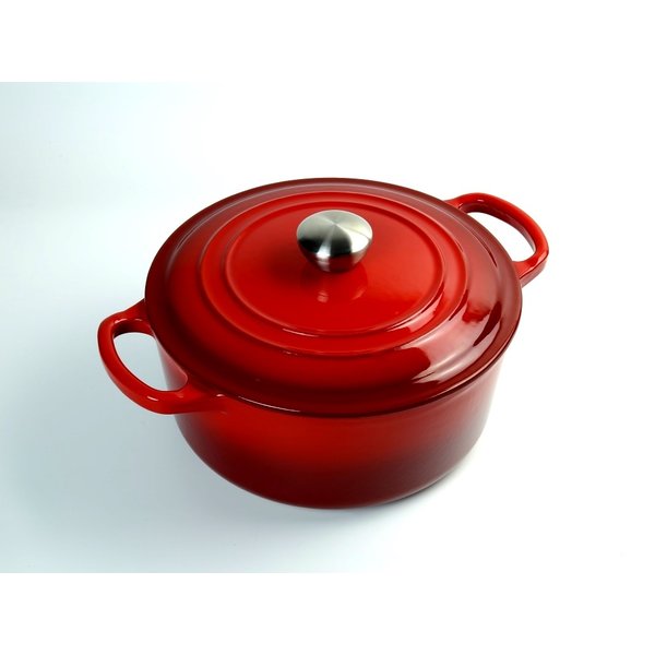 Relance Relance - gietijzeren braad pan  - Sudder pan - Dutch oven - “Ma Mère” -  Ø 24 cm - schaduw kersen rood -  geschikt voor Gas, keramisch, halogeen en INDUCTIE