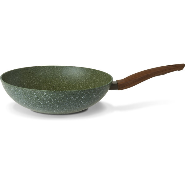 TVS natura Natura 100% Recycled - wok pan Ø 28 cm - met groene plantaardige VEGAN anti-kleefcoating - PFOS-PFOA vrij - ook geschikt voor inductie