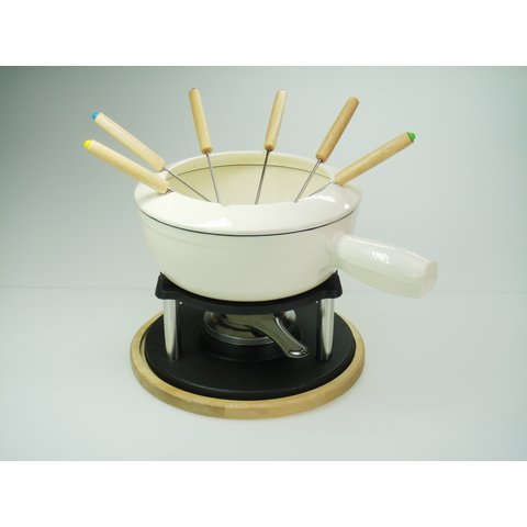 Fondue set - gietijzer - Ø 22 cm. - Kaasfondue, vleesfondue, bouillon-fondue, Chocolade fondue