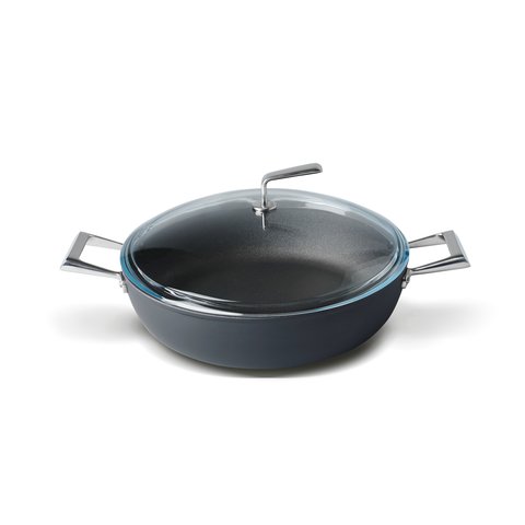 Vista hapjespan / Sauteuse 28cm met glasdeksel – Zwart  - ook voor inductie