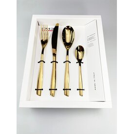 EME Posaterie Italy EME 6 persoons bestek set Goud (24-delig) vorken, lepels, messen koffielepels - vaatwasser bestendig - goud