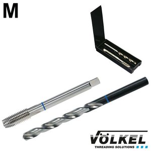 Völkel TwinBox BLAUWRING machinetap + spiraalboor, DIN 376, HSS-E, vorm B met schilaansnijding, M 14 x 2.0