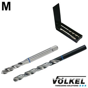 Völkel TwinBox BLAUWRING machinetap + spiraalboor, DIN 371, HSS-E, vorm C / 35° RSP met rechtsspiraal, M  4 x 0.7