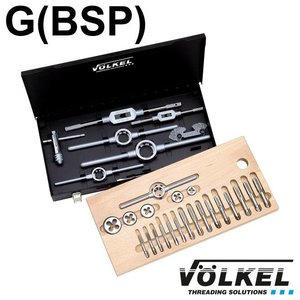 Völkel Handtappen- en snijplatenset G (BSP) 26dlg, G 1/8 - 1''