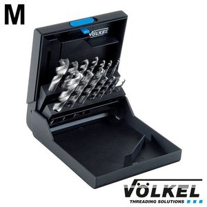 Völkel Machinetappenset metrisch met boren 7dlg, GROENRING, DIN 371/376, vorm C/35°RSP, HSS-E, M 3 - 12