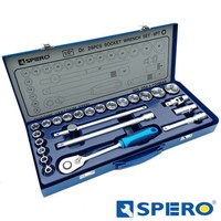 1/2'' doppenset 6-kant in metalen box 24dlg