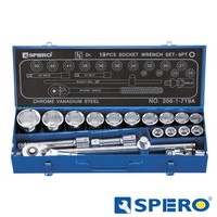 3/4" doppenset 6-kant in metalen box 19dlg