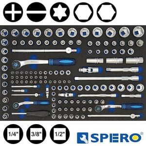 Spero 1/4'', 3/8'' en 1/2'' doppenset 132 delig metrisch