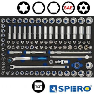 Spero 1/2'' doppenset 101 delig metrisch en SAE (inch)