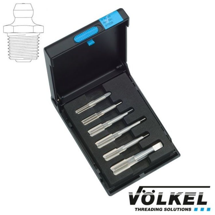 Afdrukken Besmettelijk erosie Handtappenset voor smeernippels 6dlg, M6; M8; M10; G 1/8; G1/4 - West Coast Tools Afdrukken Besmettelijk erosie Handtappenset voor smeernippels 6dlg, M6; M8; M10; G 1/8; G1/4 - West Coast Tools