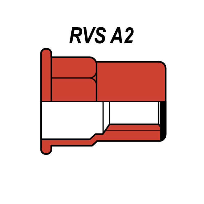 Gesloten - Half zeskant - Cilindrisch - RVS A2
