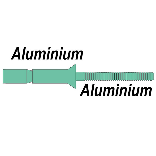 Verzonken kop - Body aluminium - Trekpen aluminium