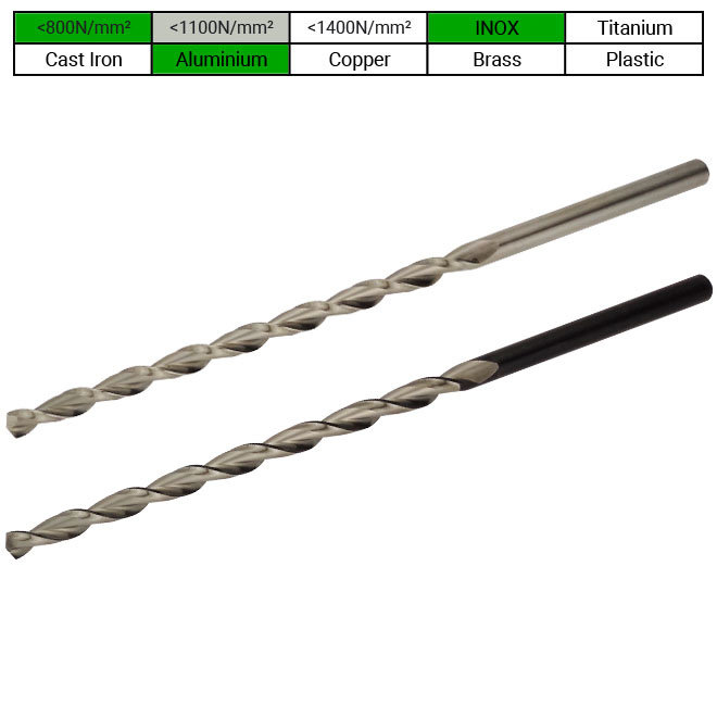 HSS/HSS-Co5-PROFI extra lange spiraalboor DIN1869, geslepen - Type TS - 130°