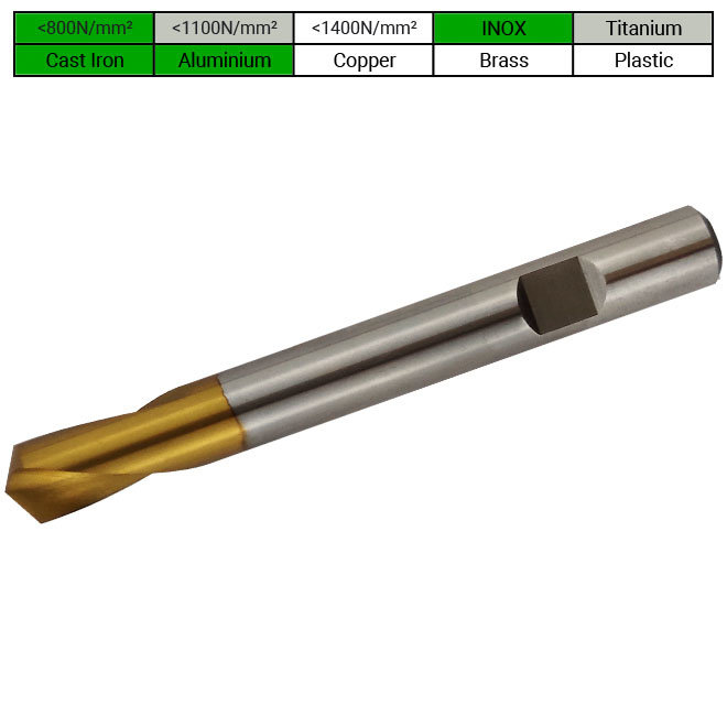 HSS-Co5 TiN - 120° - met Weldonschacht