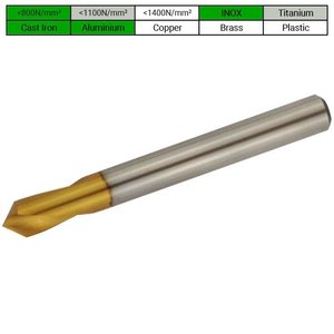 PTG NC-centreerboor 2mm, HSS-Co5 TiN, 90°, PROFILINE, 1st