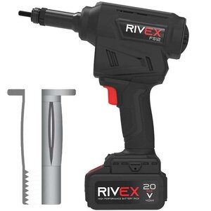 Rivex Rivex FS12 accu blindklinkmoertang M3, M4, M5, M6, M8, M10, M12 - 20V, 1 x 4.0Ah - 15mm werkslag