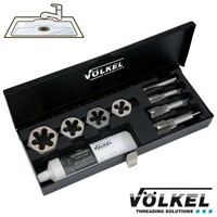 Korte machinetap- en snijmoerenset voor sanitair 9dlg, G 1/4 - G 3/4''