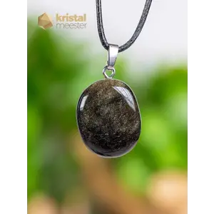 Gold Obsidian Pendant with silver loop - no. 2