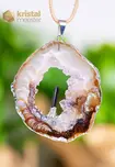 Agate Geode with Tourmaline in silver - pendant no. 3