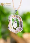 Agate Geode with Rock Crystal in silver - pendant no. 4