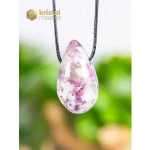 Pink Tourmaline Drop Shaped Pendant - no. 2