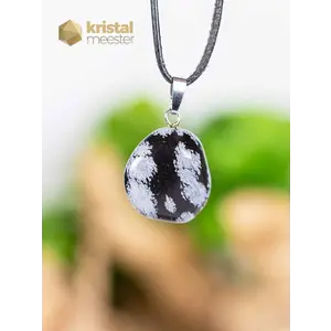 Snowflake Obsidian EX Pendant with silver loop - no. 4