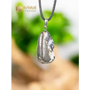 Feather Pyrite Pendant with silver loop - no. 3