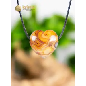 Crazy Lace Agate Heart Pendant - no. 1