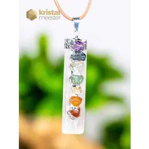 Chakra pendant with Selenite, silver coated