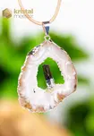 Agate Geode with Tourmaline in silver - pendant no. 5