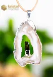 Agate Geode with Tourmaline in silver - pendant no. 2