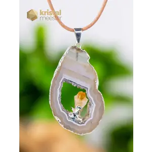 Agate Geode with Citrine (heat treated) in silver - pendant no. 3