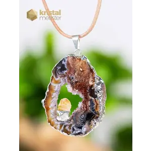 Agate Geode with Citrine (heat treated) in silver - pendant no. 1
