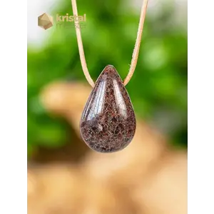 Garnet drop shaped pendant, drilled