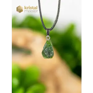 Diopside Raw Pendant with silver loop - no. 4