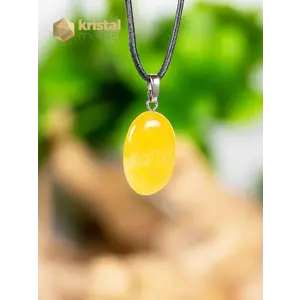 Yellow Calcite EX pendant with silver loop - no. 4
