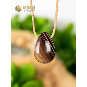 Agate Drop Shaped Pendant - brown