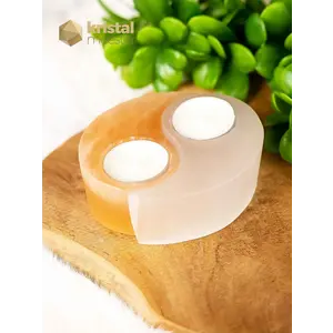 Selenite tea light holder duo Yin & Yang