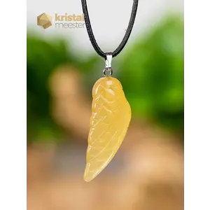 Yellow Calcite Angel Wing Pendant