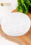 Selenite Disc with Ohm Sign - 12 cm