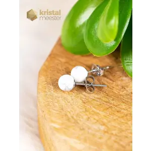 Howlite Earrings - 6 mm