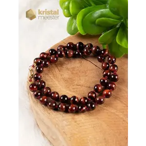 Red Tiger Eye Ball Necklace - 45 cm