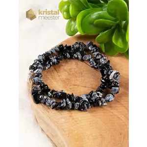 Snowflake Obsidian Chip Necklace - 45 cm