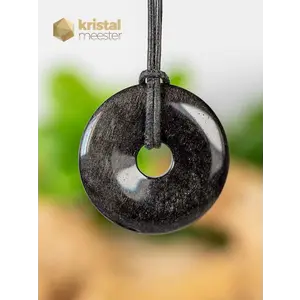 Zilver Obsidiaan Donut - 40 mm