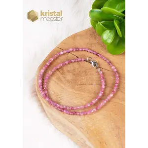 Pink Tourmaline Faceted Necklace - 45 cm