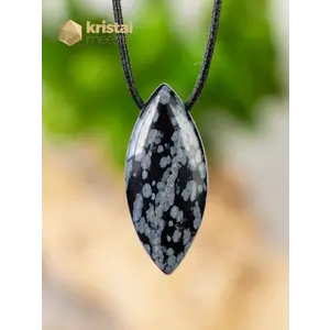 Snowflake Obsidian Pendant - oval