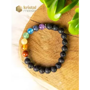 Lavasteen Chakra Kogelarmband 8mm