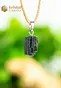 Black Tourmaline Raw pendant with silver loop - no. 2